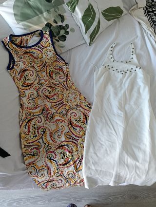 2 Vestidos Zara - Multicolor y Blanco