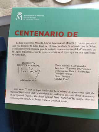 Moneda 10€ Legión Española 2020