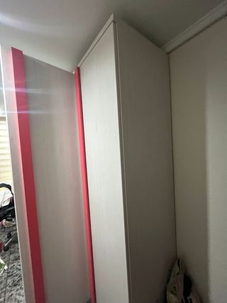 Armario juvenil beige - madera y escritorio a jueg