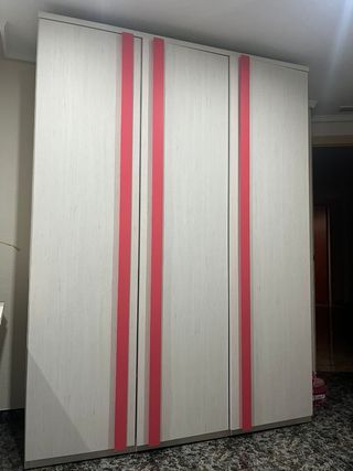 Armario juvenil beige - madera y escritorio a jueg