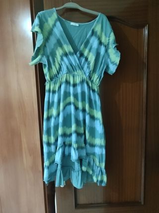 Vestido azul y verde L-XL