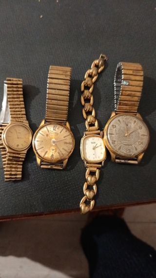 4 relojes dorados antiguos