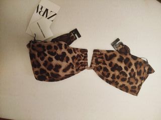 Top bikini Zara - leopardo - Talla M