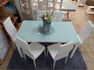 Mesa Comedor 6 Sillas Blanca
