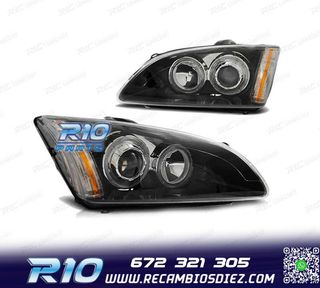 FAROS OJOS ANGEL PARA FORD FOCUS II 04-08 FONDO NEGRO