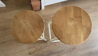 2 Taburetes regulables altura blanco-madera
