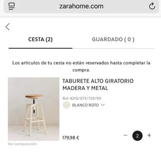 2 Taburetes regulables altura blanco-madera