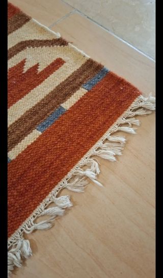 Alfombra Kylim roja y beige