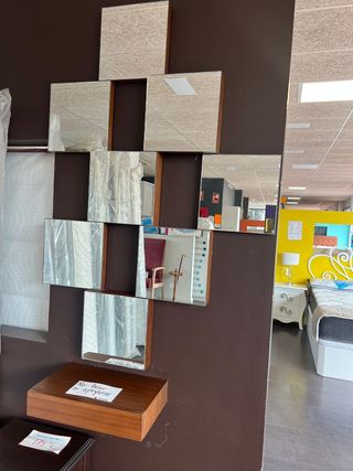 Espejo recibidor madera 12 piezas con cajón 