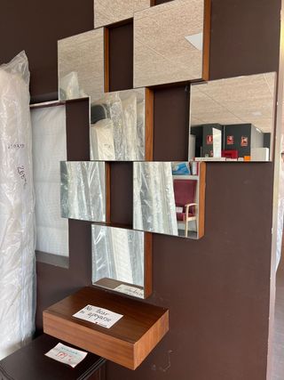 Espejo recibidor madera 12 piezas con cajón 