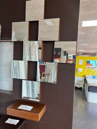 Espejo recibidor madera 12 piezas con cajón 
