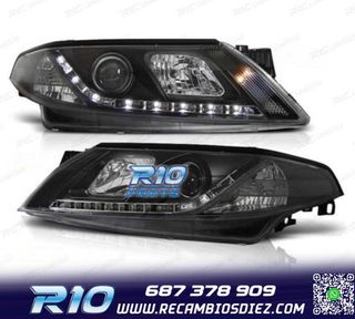 FAROS RENAULT LAGUNA 01-05 LUZ DIURNA LED FONDO NEGRO