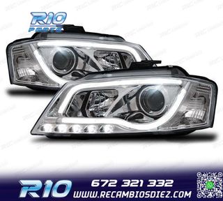 FAROS AUDI A3 8P 08-12 LUZ DIURNA TUBE LIGHT FONDO CROMO