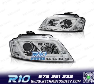 FAROS AUDI A3 8P 08-12 LUZ DIURNA TUBE LIGHT FONDO CROMO