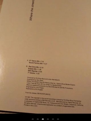 Pet Shop Boys - Where The Streets Have No Name 12"
