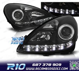 FAROS MERCEDES CLASE SLK R171 04-11 LUZ DIURNA LED FONDO NEG