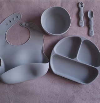 Vajilla bebé silicona: 3 kits
