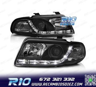 FAROS PARA AUDI A4 B5 94-99 LUZ DIURNA LED FONDO NEGRO
