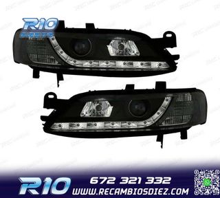 FAROS PARA OPEL VECTRA B 96-98 LUZ DIURNA LED FONDO NEGRO