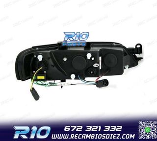 FAROS PARA OPEL VECTRA B 96-98 LUZ DIURNA LED FONDO NEGRO