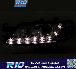 FAROS PARA OPEL VECTRA B 96-98 LUZ DIURNA LED FONDO NEGRO