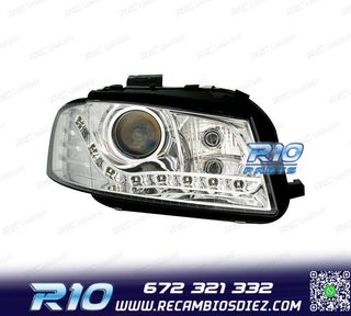 FAROS PARA AUDI A3 8P 03-08 FONDO CROMO LUZ DIURNA LED