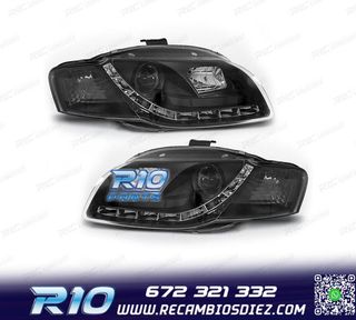 FAROS AUDI A4 B7 04-07 LUZ DIURNA FONDO NEGRO