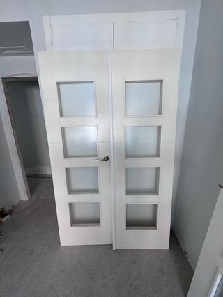 6 Puertas blancas con pomos de aluminio 
