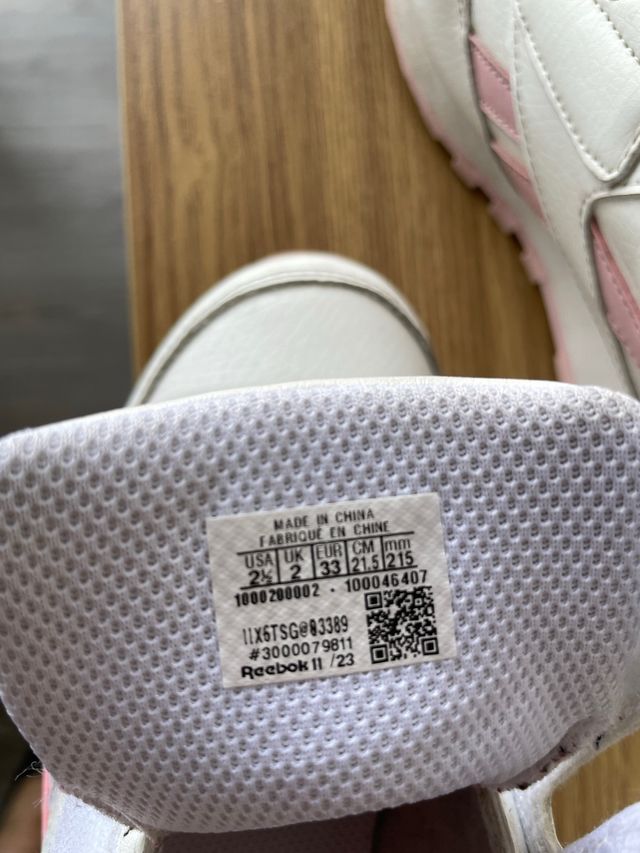 Deportivas Reebok niña blanca y rosa talla 33