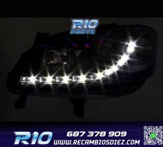 FAROS PARA OPEL ZAFIRA 99-05 LUZ DIURNA LED FONDO NEGRO