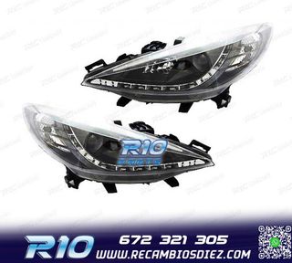 FAROS PEUGEOT 207 06-12 LUZ DIURNA LED NEGRO + MOTOR