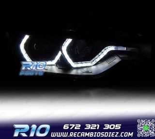 FAROS BMW F30 F31 LCI 15-18 LUZ DIURNA LED DRL NEGROS
