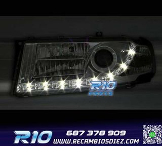 FAROS PARA SKODA OCTAVIA 01-04 LUZ DIURNA LED FONDO CROMO