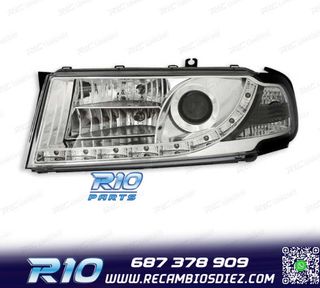 FAROS PARA SKODA OCTAVIA 01-04 LUZ DIURNA LED FONDO CROMO