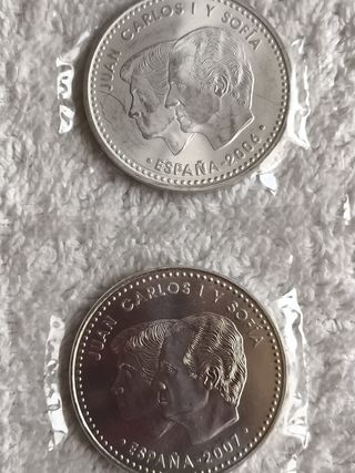 LOTE 2 MONEDAS PLATA 12€ (AÑO 2006 Y 2007). NUEVAS