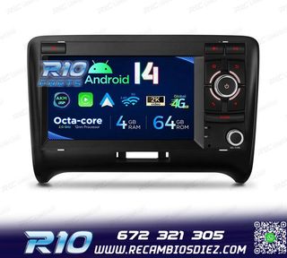RADIO GPS ANDROID 14 PARA AUDI TT 06-12 16GB
