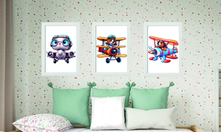 3 Cuadros infantiles aviones