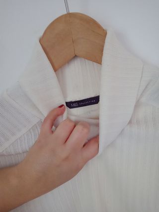 Jersey cuello alto crema punto fino talla XS