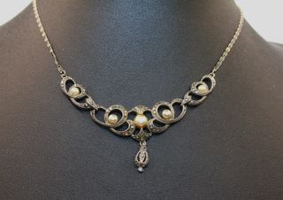 Magnifico collier Art Deco 1930 argento marcasite 