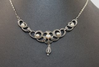 Magnifico collier Art Deco 1930 argento marcasite 