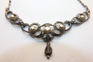 Magnifico collier Art Deco 1930 argento marcasite 