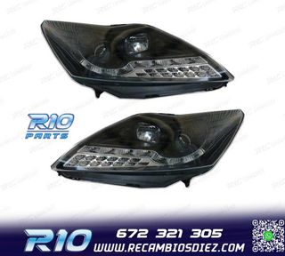 FAROS FORD FOCUS 08- LUZ DIURNA LED NEGRO