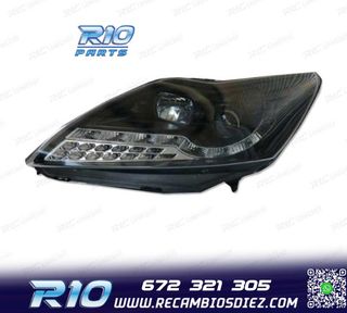 FAROS FORD FOCUS 08- LUZ DIURNA LED NEGRO