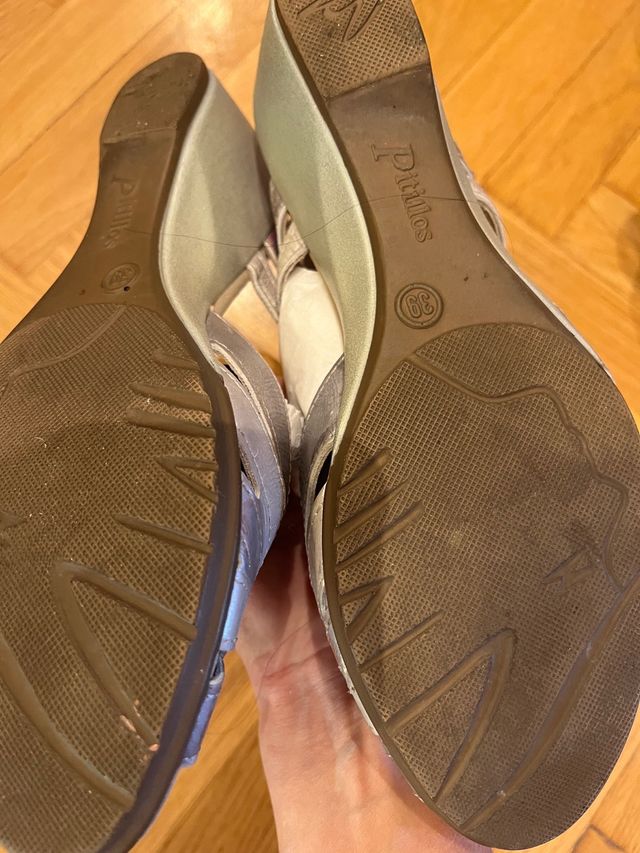 Sandalias Piel plateadas Pitillos