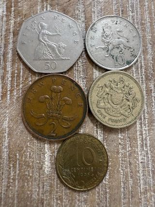 5 Monedas Antiguas - Reino Unido & Francia