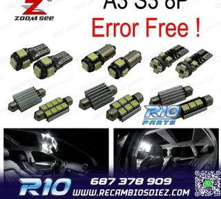 KIT 16 BOMBILLAS LED INTERIOR PARA AUDI A3 S3 8 P 2006 -2013