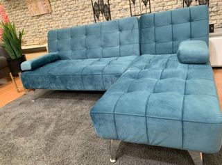 Sofá Chaise Longue Azul - Terciopelo