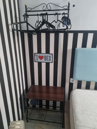 Perchero zapatero metal-madera