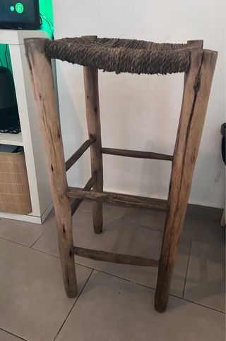 Taburete madera rústico, hecho a mano 