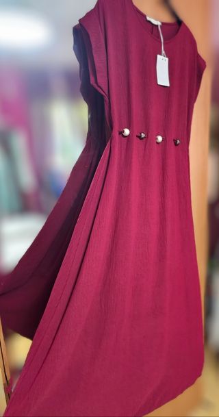 Vestido largo granate - Cinturón